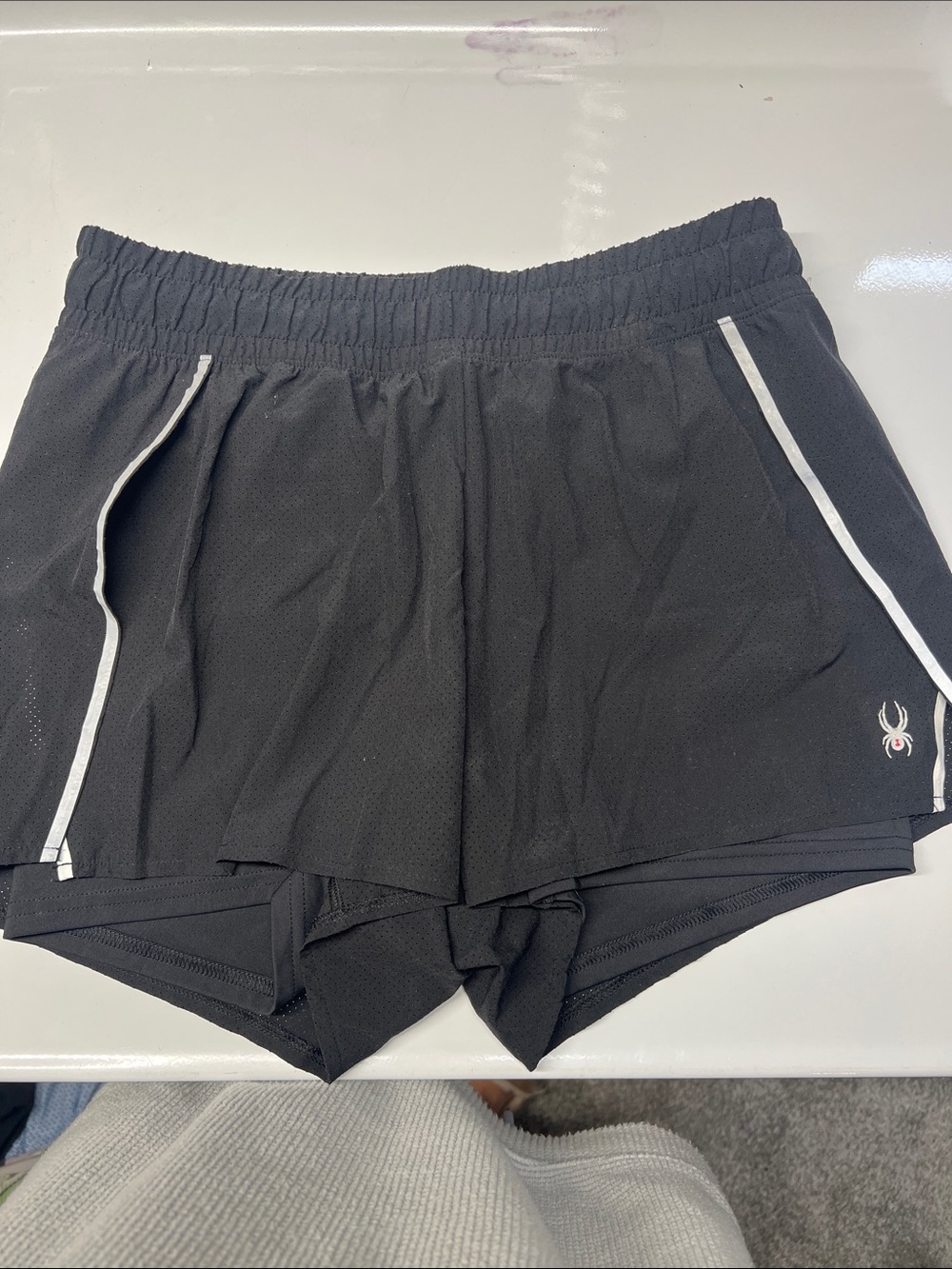 Spyder Black Shorts with White Piping